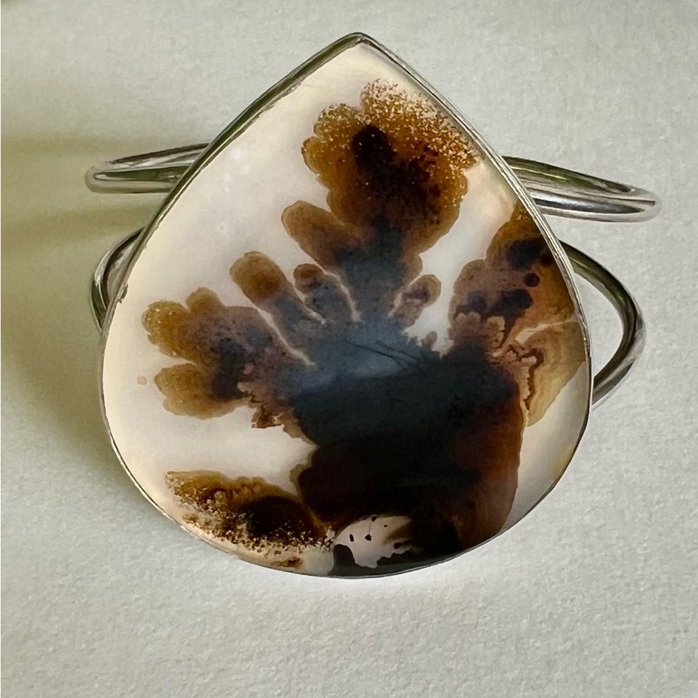 Solid Sterling Dendritic Agate Cuff - image 1
